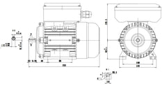 0.18kW (0.25hp) Single Phase Motor 4 Pole (1500RPM) 63 Frame