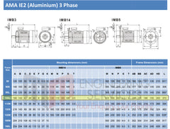 1.5kW (2.0hp) Three Phase Motor 6 Pole (1000 RPM) 100 Frame